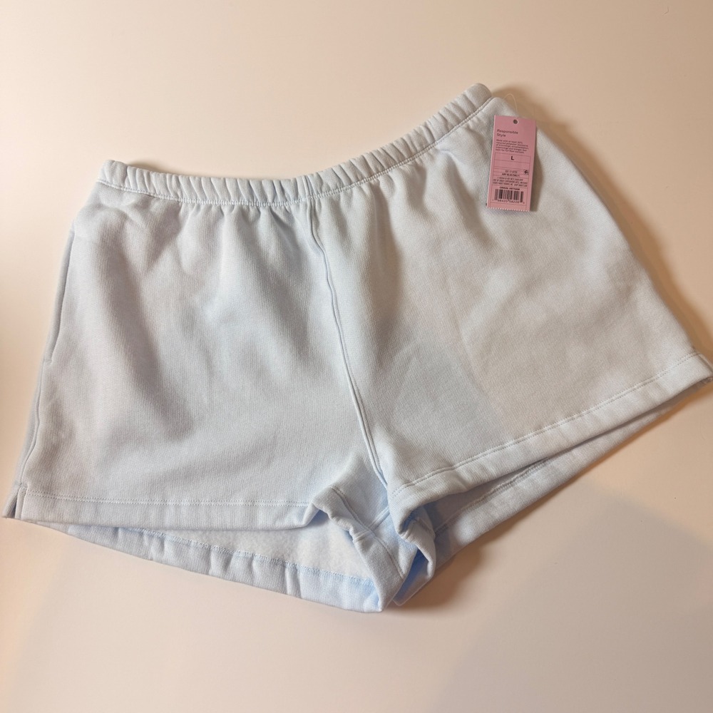 Wild Fable Women's Sweat Shorts Airy Blue Fleece L